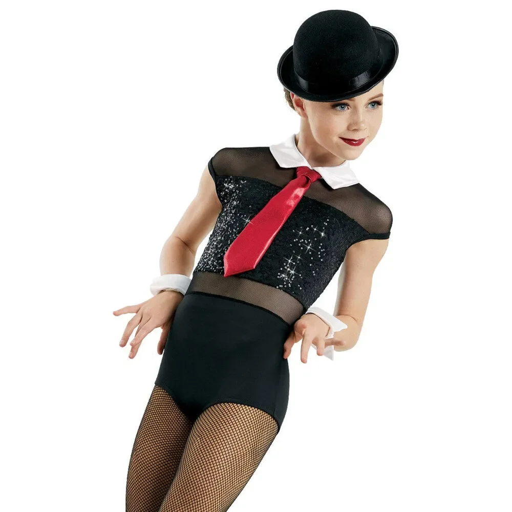 Pre-Owned Dance Costume Weissman 10592 Large Child Black Tie and Collar Jazz Se